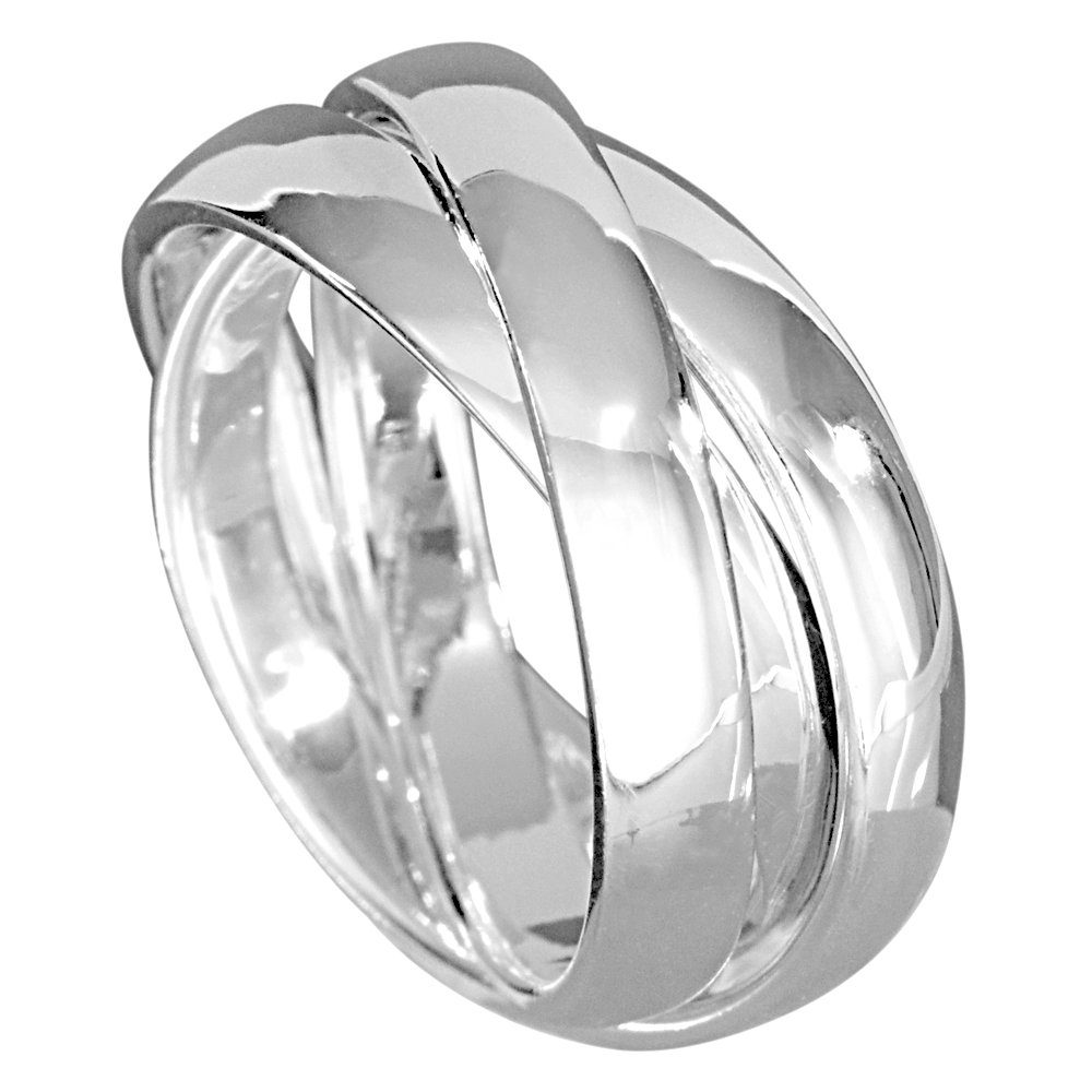 Vinani Silberring, Vinani 3er Ring Wickelring massiv glänzend 3 Ringe  beweglich Sterling Silber 925 Dreierring R3R