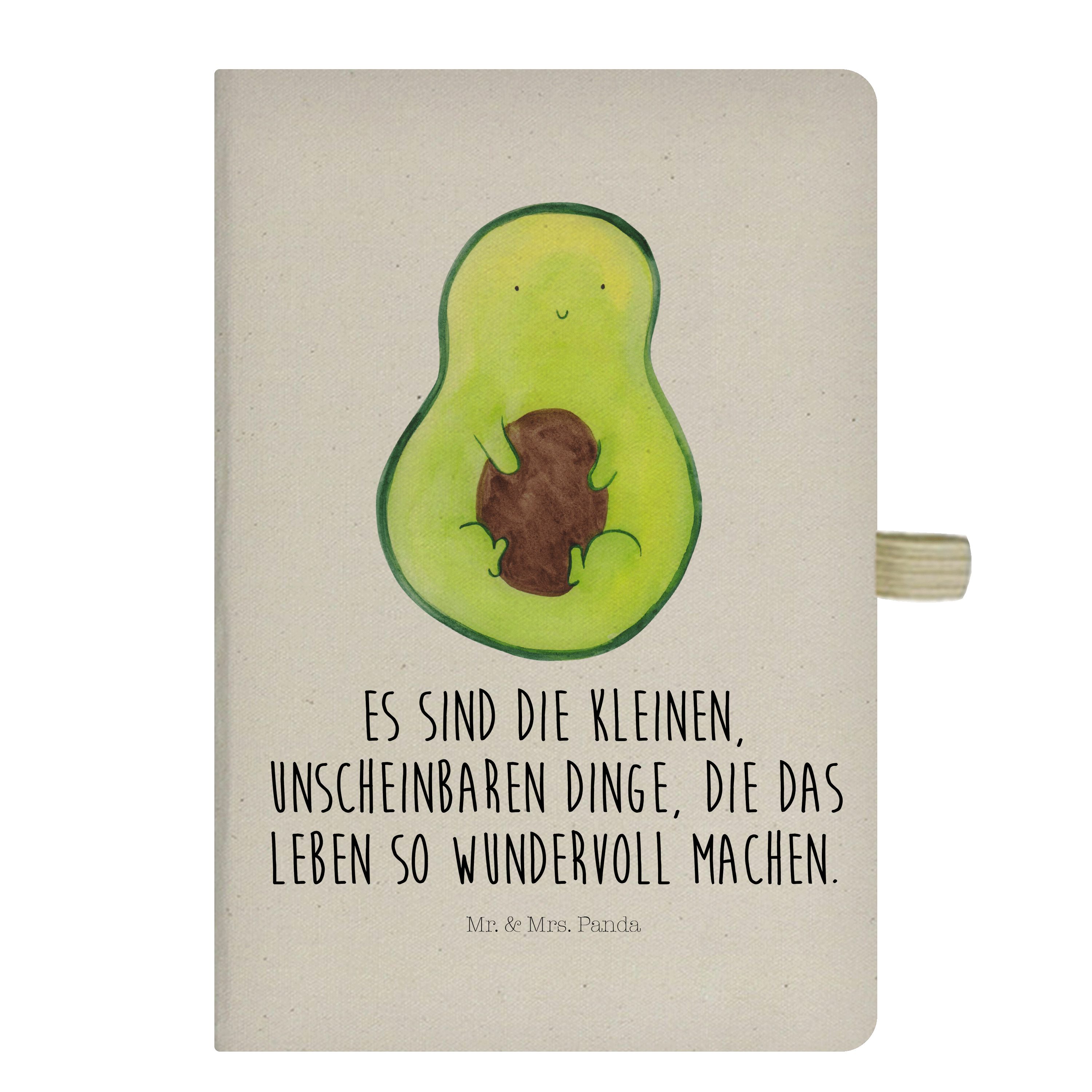 Mr. & Mrs. Panda Notizbuch Avocado mit Kern - Transparent - Geschenk, Avocadokern, Frucht, Pflan Mr. & Mrs. Panda