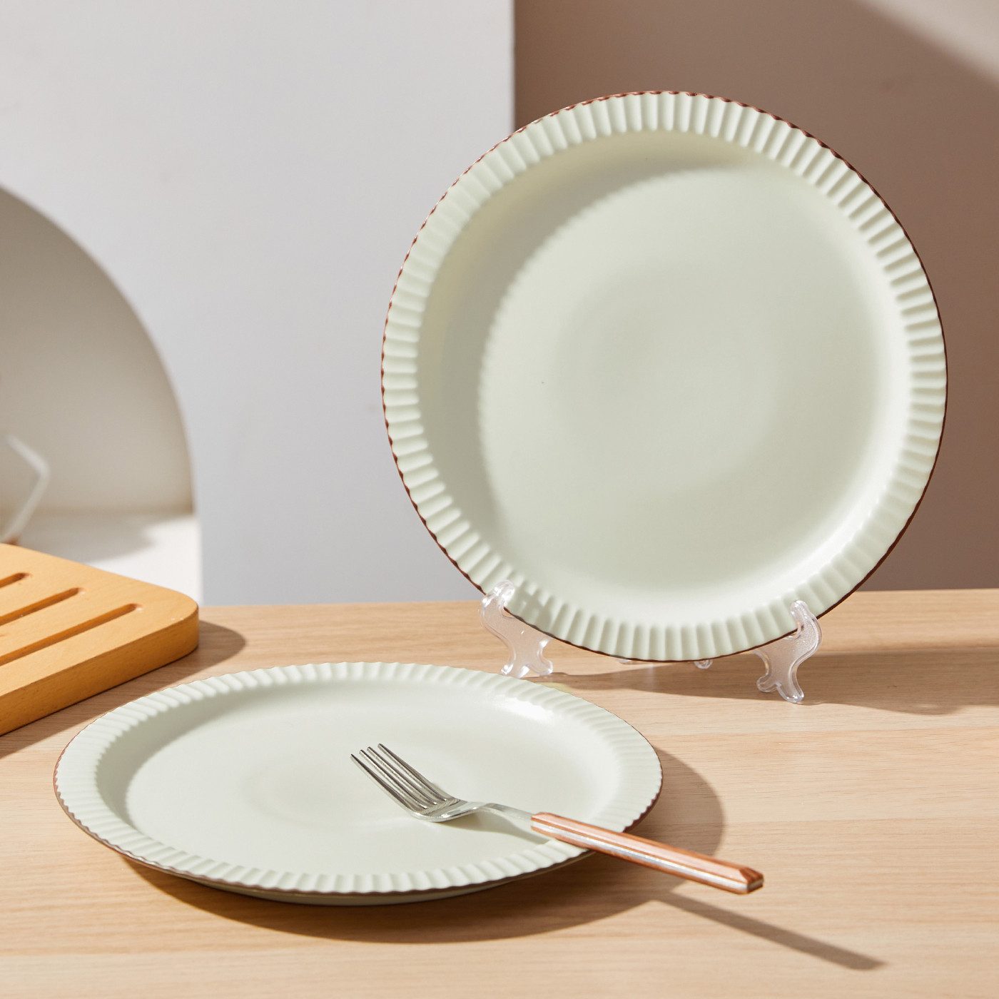 JIWOO Teller 4er Ø25,4cm, Steakteller Salatteller Pastateller Dessertteller Plate, (4 St), Keramik Hochwertiges Tellerset Weiß Mikrowellen spülmaschinenfest