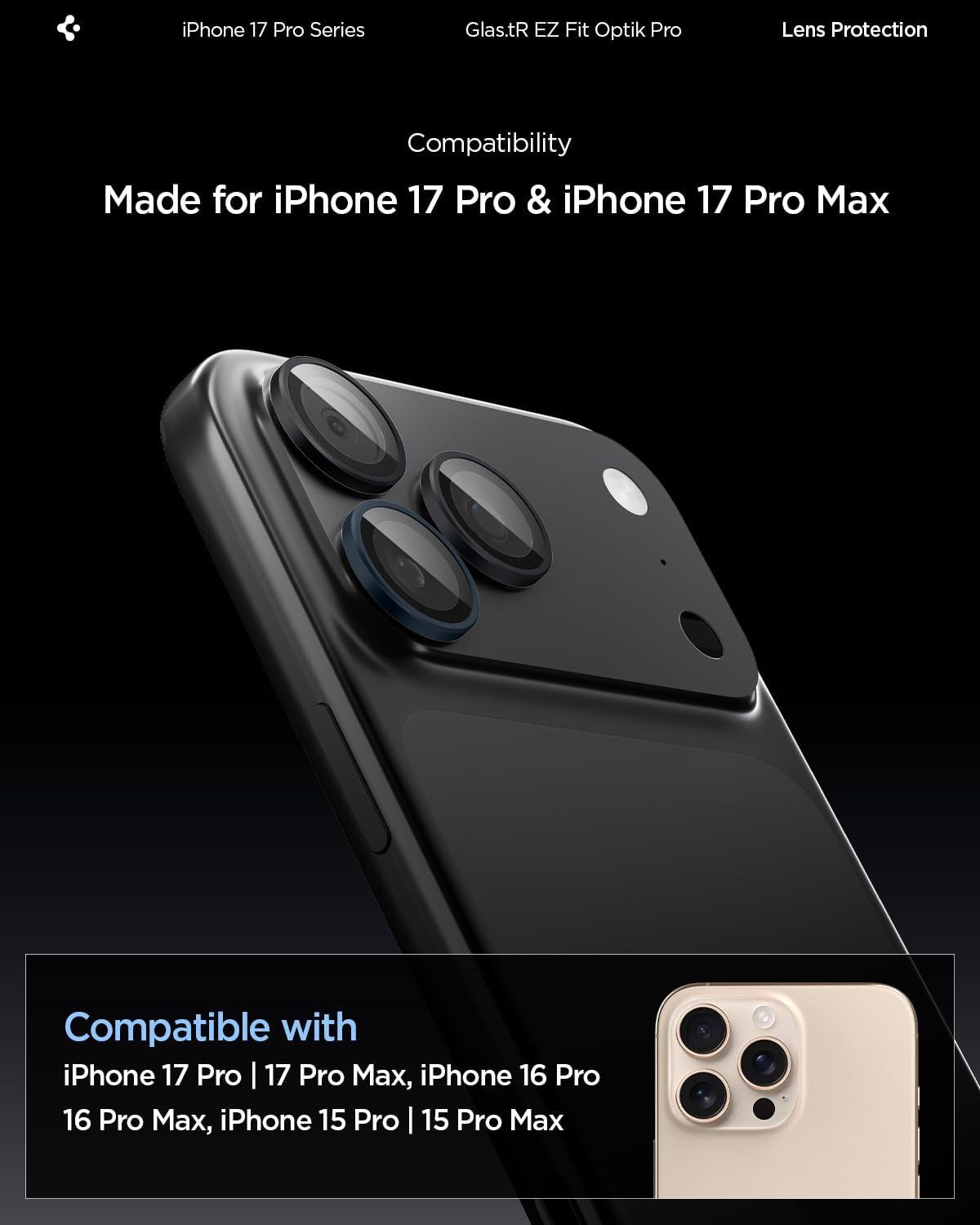 Spigen Kameraschutzglas 2x Kameraschutz für iPhone 17 16 15 14 Pro / Pro Max Optik Panzerglas für Apple iPhone 17 Pro, Apple iPhone 17 Pro Max, Apple iPhone 16 Pro, Apple iPhone 16 Pro Max, Apple iPhone 15 Pro, Apple iPhone 15 Pro Max, Apple iPhone 14 Pro, Apple iPhone 14 Pro Max, 2er-Pack, 2 Stück, Anti-Fingerabdruck, Anti-Kratz, Hartglas, Robust, Schocksicher