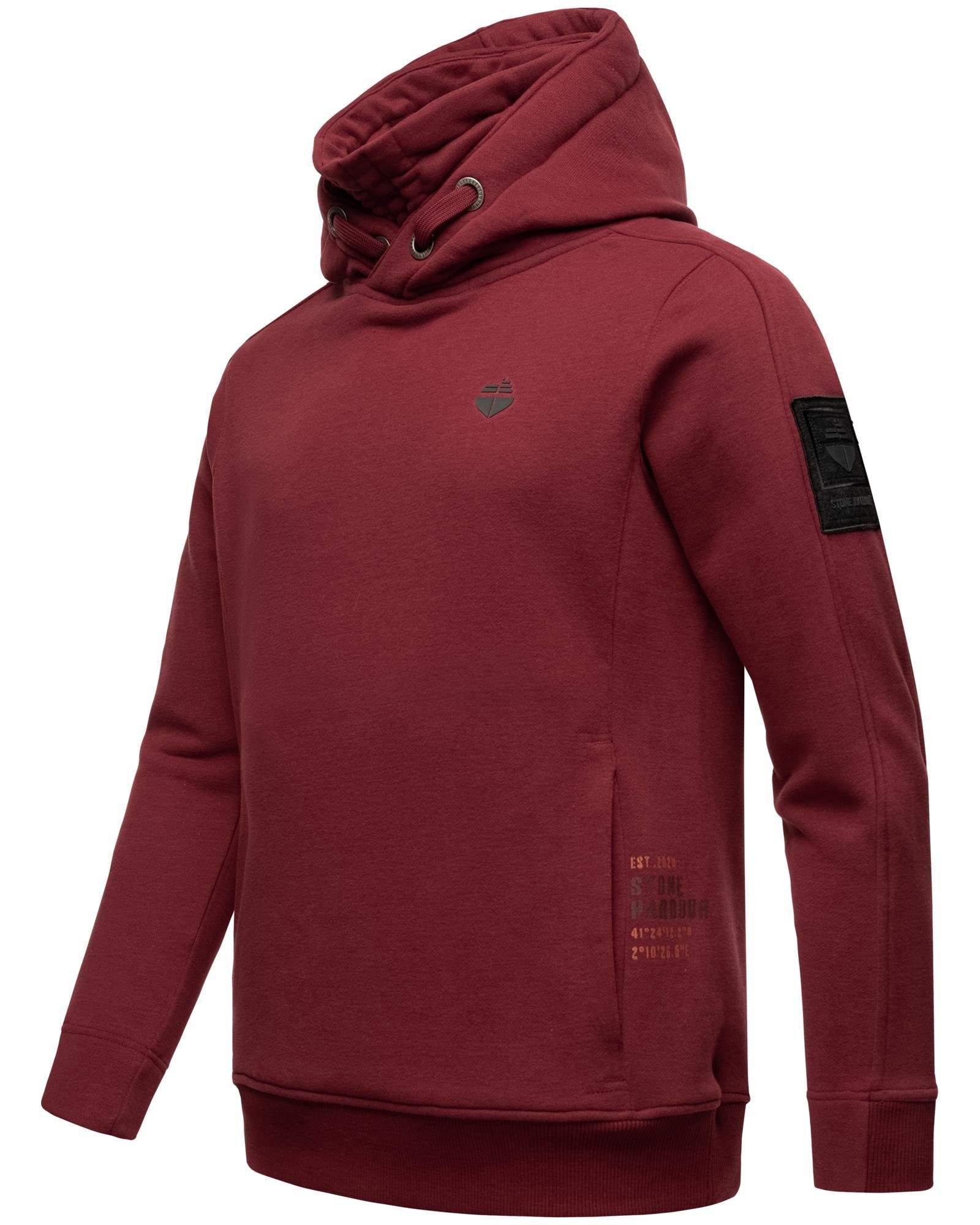 bordeaux mit Sweatshirt Kapuze Kragen hohem Hoodie Eduardo Stone Herren und Emilio Harbour