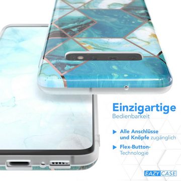 EAZY CASE Handyhülle IMD Motiv Cover für Samsung Galaxy S10 6,1 Zoll, Etui Silikonhülle Dünn Design Ultra Case kratzfest Marmor Blau Grün