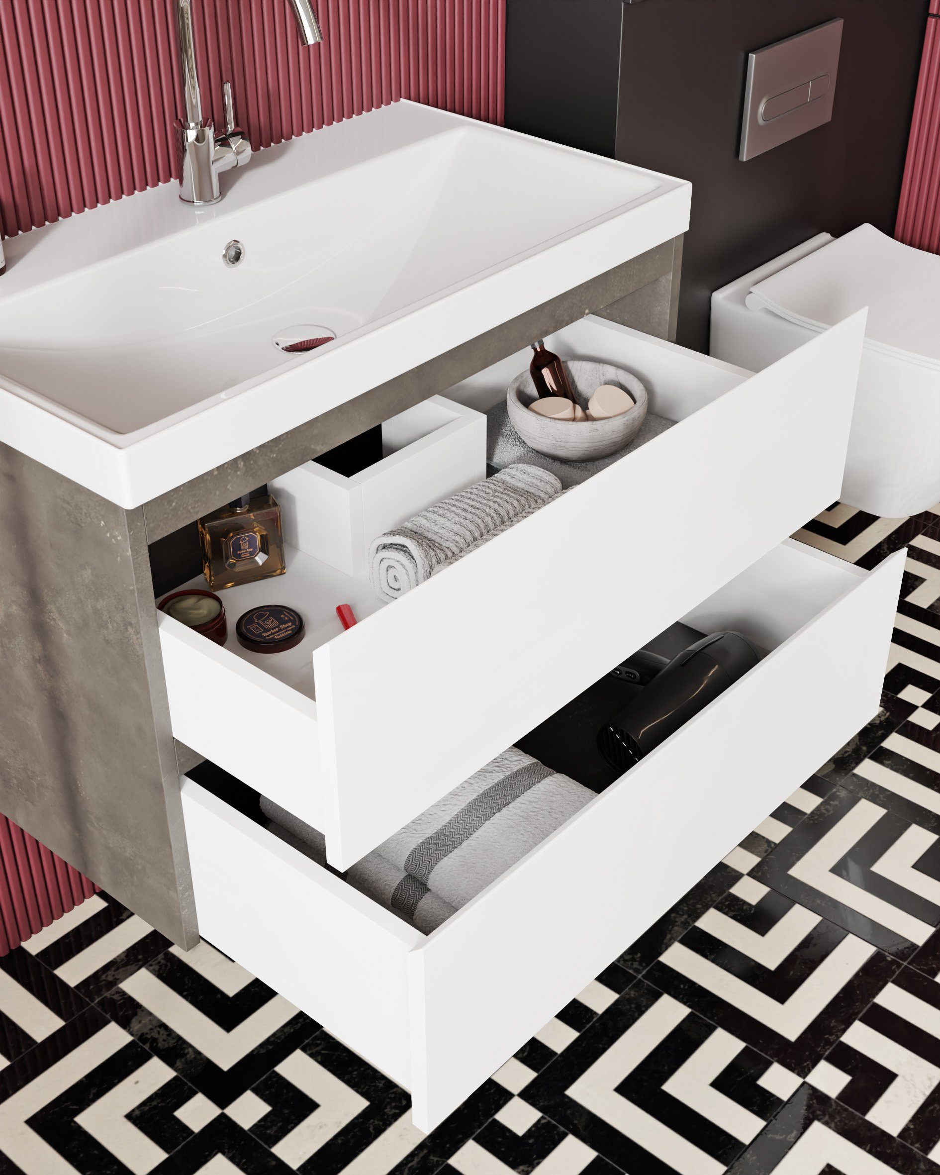 Karen Badmöbel-Set Badmöbel Set Beta 80, (Komplett-Set, 3-Teilig (Unterschr günstig online kaufen