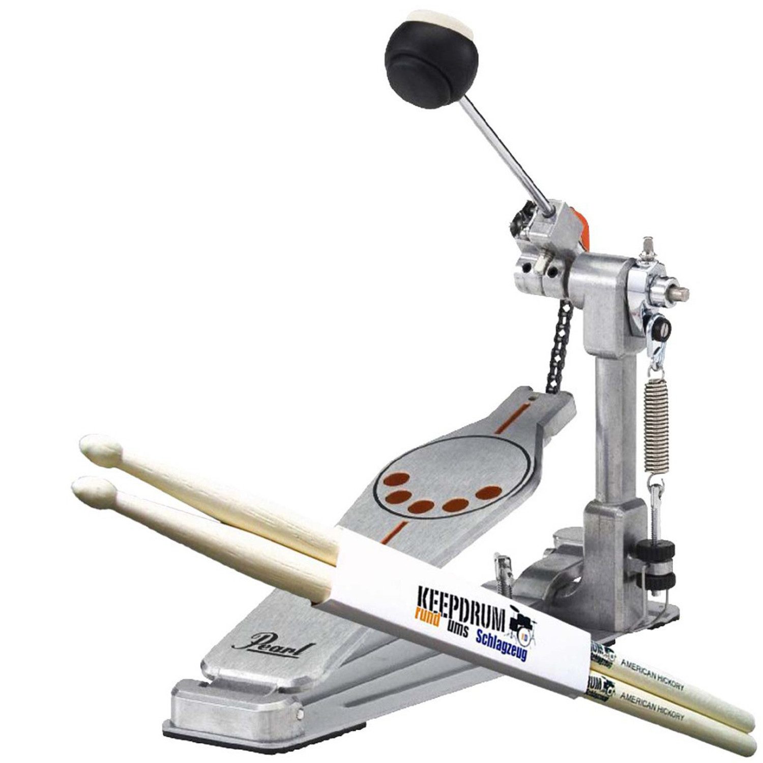 Pearl Drums Schlagzeug Pearl P-930 Fußmaschine mit Schlagzeugstöcken,Set, Einzelkette, DuoBeat Beater