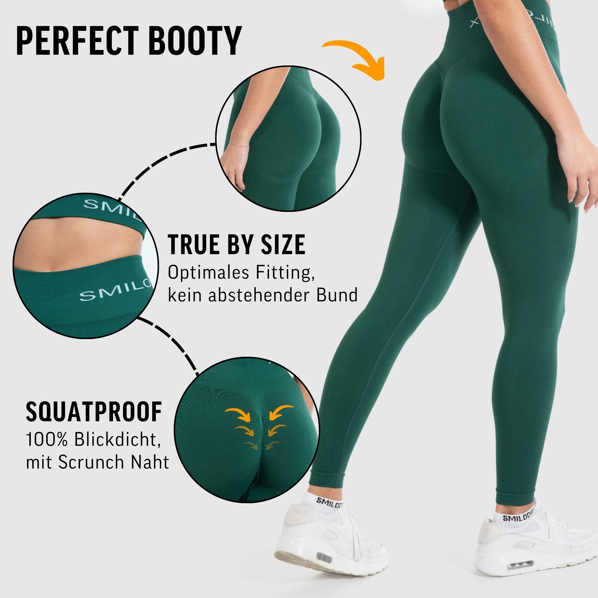 Smilodox Leggings Azura, Push Up Booy Fitnessleggings mit Schriftzug Sport & Alltag Scrunch Butt Squat-Sicher High Waist Seamless Yoga Gymhose Blickdicht – Bild 5 von 5