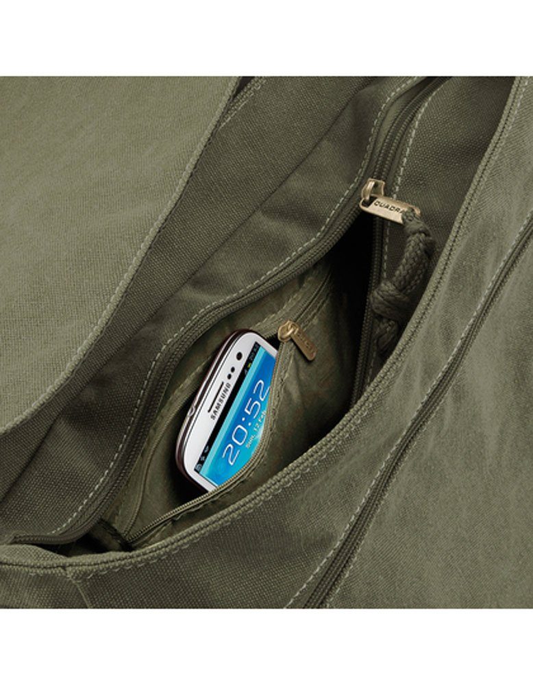 Herren Businesstaschen Quadra Messenger Bag Umhängetasche Schultertasche, Beschläge mit Antik-Messingeffekt