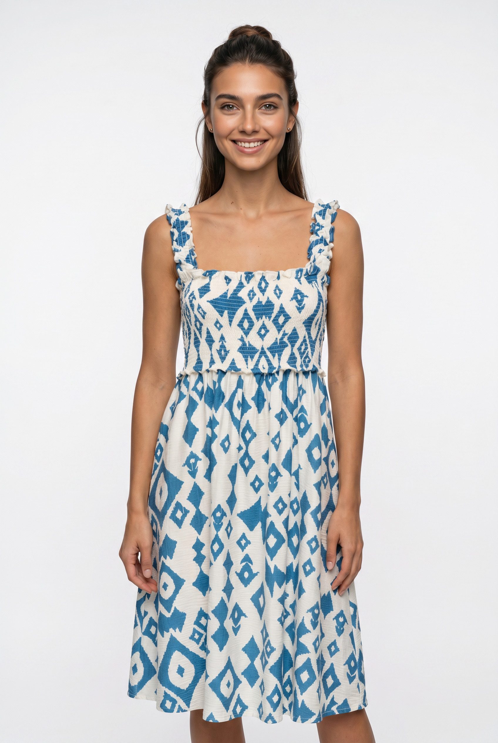 ONLY Druckkleid ONLLUMIRA S/L LONG SMOCK DRESS WVN EX Viskosemischung, regular fit