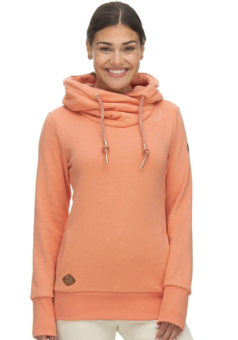 Ragwear Kapuzensweatshirt GRIPY BOLD mit asymmetrischem Schalkragen SALMON | Sweatshirts