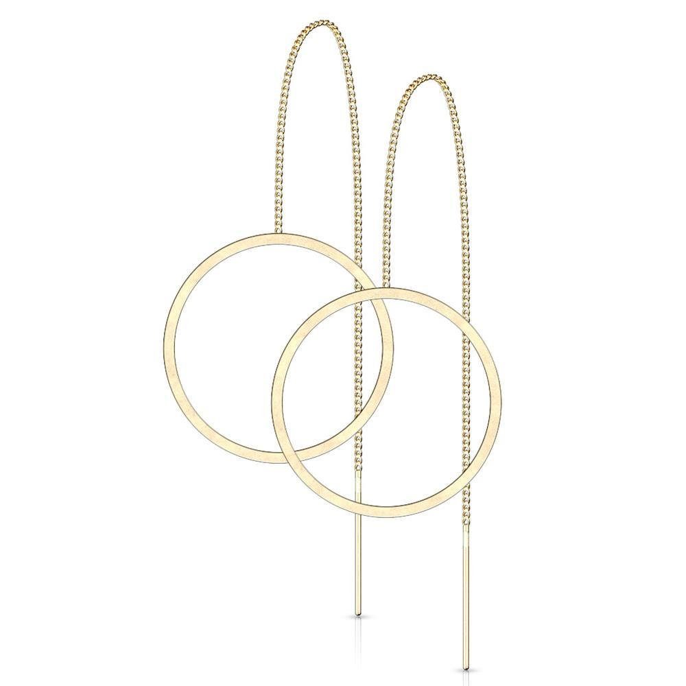 BUNGSA Ohrhänger-Set Ohrhänger Kreis aus (1 Paar Damen Ohrringe Ohrschmuck 2-tlg), Edelstahl (2 gold Stück)