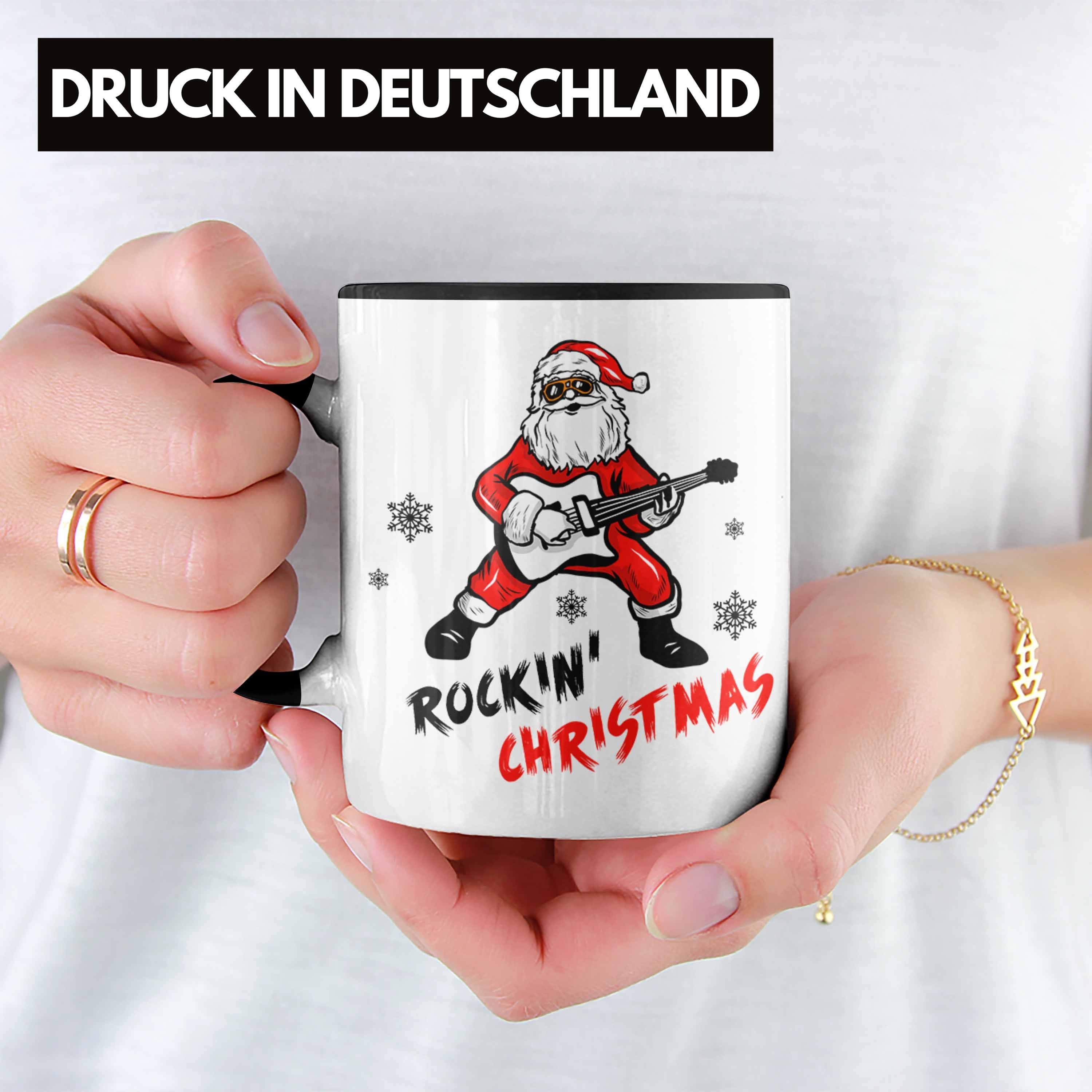 Rock Roll N - Weihnachtstasse Fans Weihnachten Metal Rockmusik Tasse Trendation Heavy Geschenk Rockin Tasse Schwarz Christmas Trendation Geschenkidee Metal Kaffeetasse