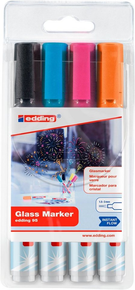 Thumbnail - edding Lackmarker Glass Marker-Set 95, Geruchsneutral Wasserbasiert Lichtecht