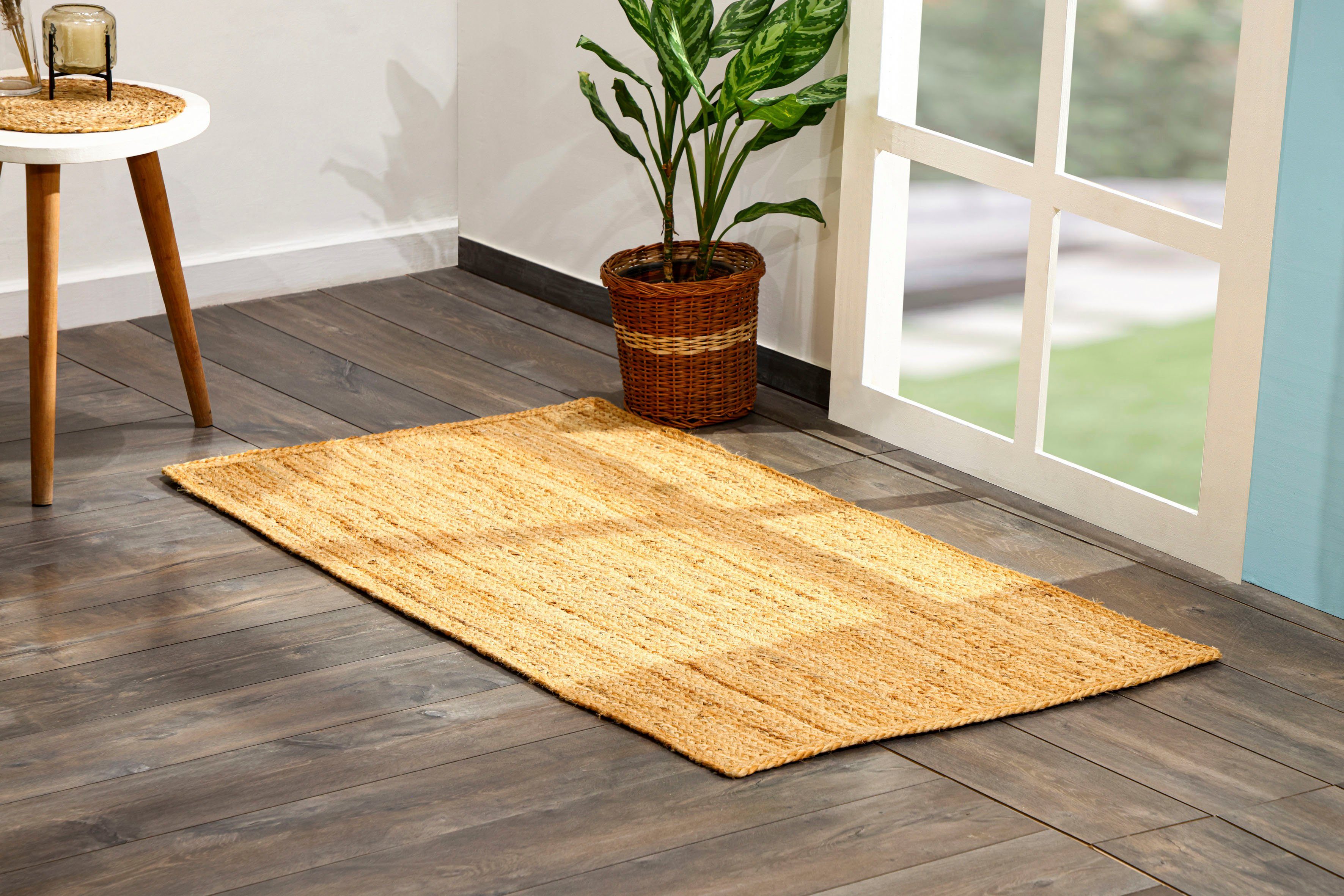 Myflair Möbel & Accessoires Läufer Lola, rechteckig, Höhe: 10 mm, Juteteppich, Wendeteppich, handgeflochten, 100% Naturfaser, Boho-Style