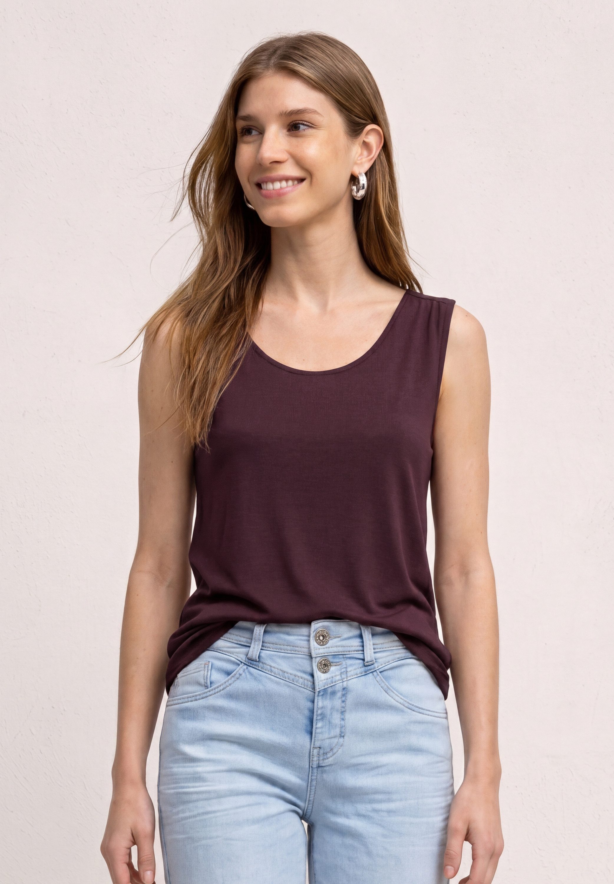 STREET ONE Shirttop Sommertop mit Elastiksaum