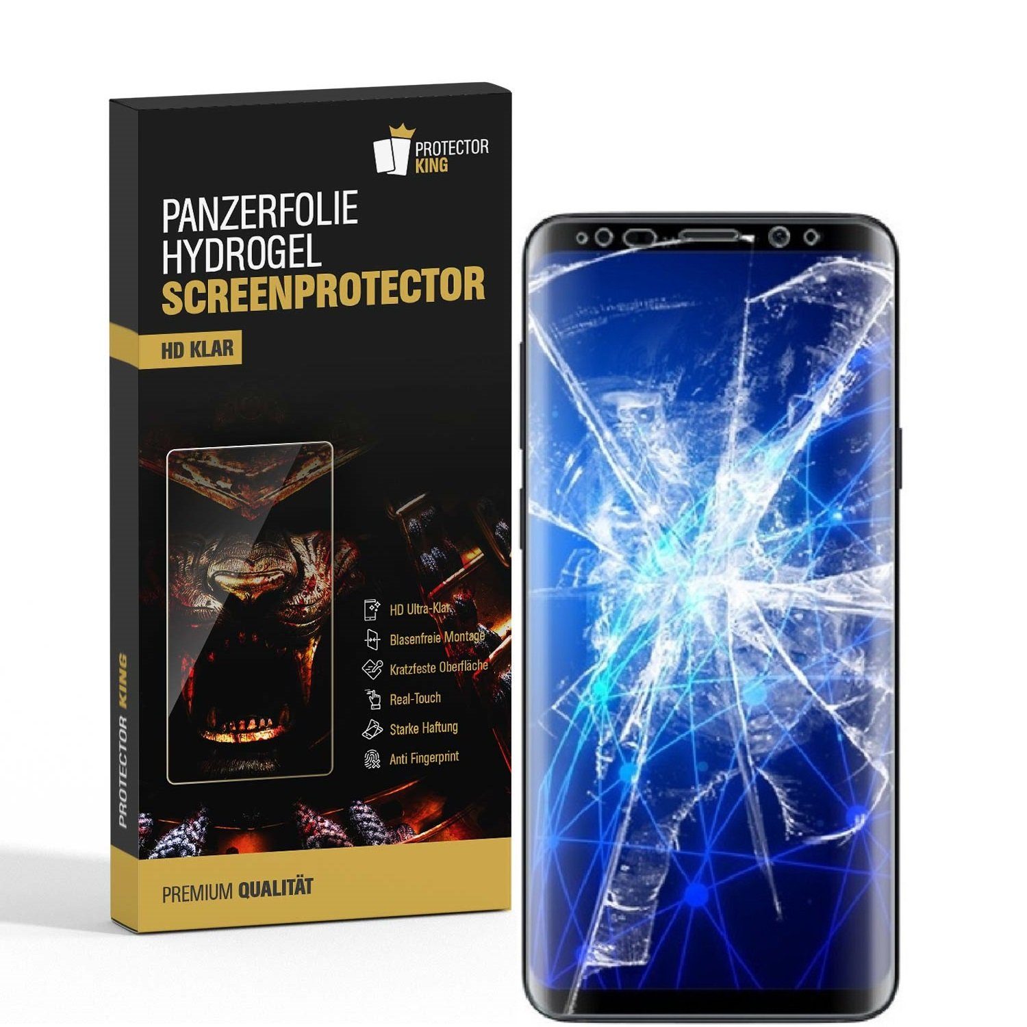 Protectorking Schutzfolie 4x Panzerfolie für Samsung Galaxy S9 HYDROGEL  FULL-COVER Displayschutz, (4-Stück), Gestochen scharfe HD Ultra Klare  Displayschutzfolie