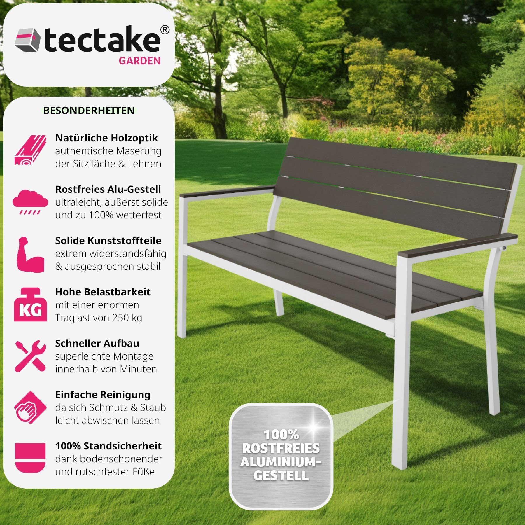 tectake Gartenbank Sitzbank Line 2-Sitzer mit günstig online kaufen