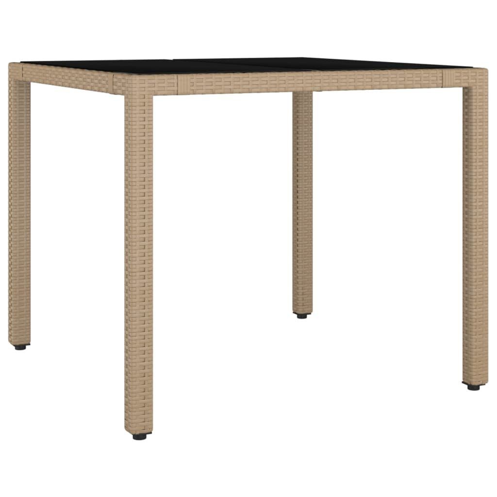 vidaXL Gartentisch Gartentisch mit Glasplatte Beige günstig online kaufen