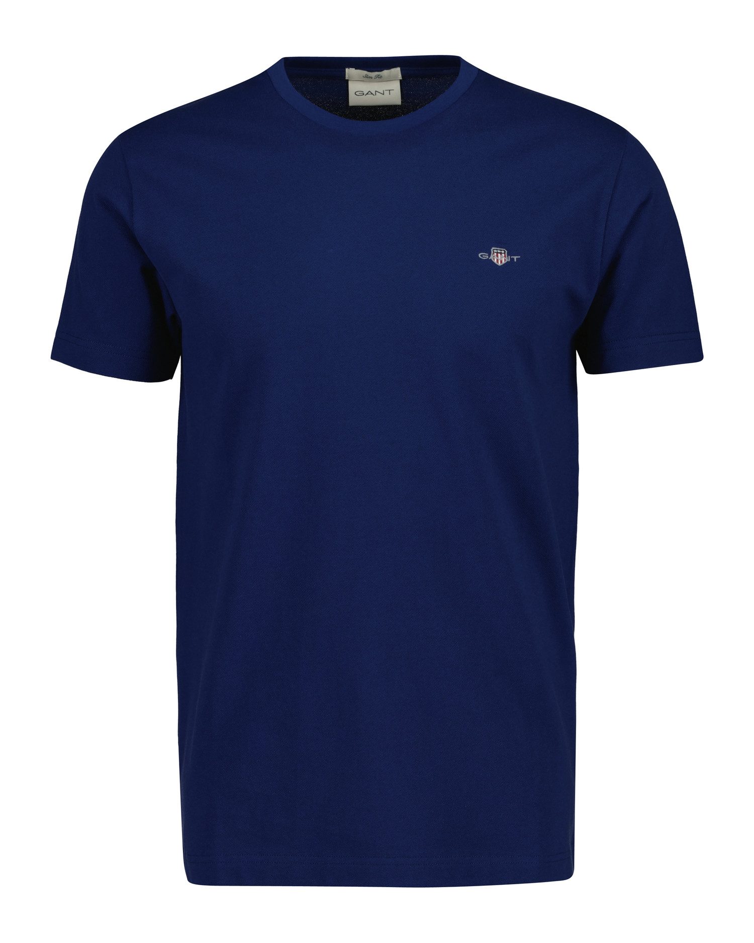 Gant T-Shirt SLIM PIQUE SS T-SHIRT aufgestickte GANT-Wappengrafik auf der Brust