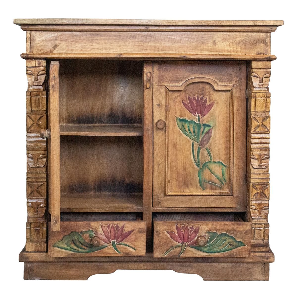 Oriental Galerie Mehrzweckschrank Schrank 80 x 80cm Lotus Braun Color (1-St günstig online kaufen