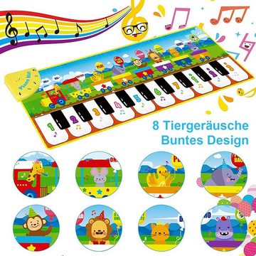 DOPWii Lernspielzeug Musikspielmatte zum Anfassen für Kinder, mit 10 Liedern, 8 Tiergeräuschen und 5 Mustern