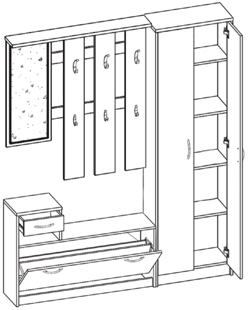 B/T/H: Garderobe cm Feldmann-Wohnen 155 26 cm 190 cm / IZA, /