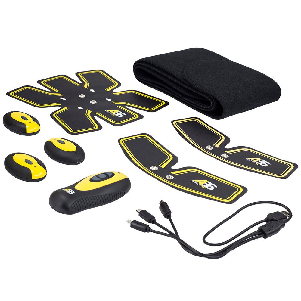 HMS EMS-Gerät Bauchmuskeltrainer Muskelstimulator Elektrostimulationsgerät, (Spar-Set, 1-tlg., 18 x 17 cm kabellos), 6 Modi, 20 Intensitätsstufen, kabellos, Fernbedienung