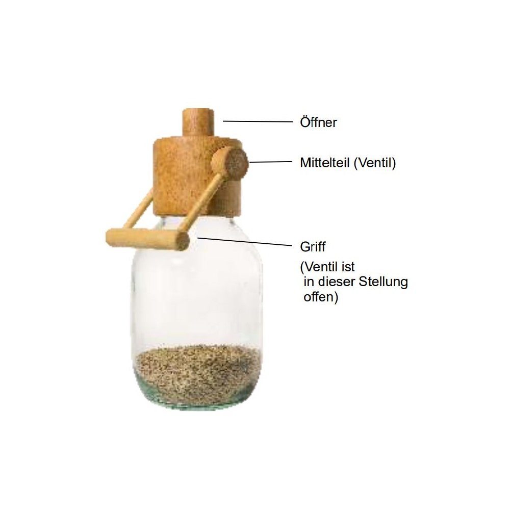 Eschenfelder Getreidemühle Getreidespeicher Körnerspeicher Getreidesilo Glas, Buche massiv, geölt manuell, Fassungsvermögen Glassilo 3 x 2000 ml ca. 1,5 kg Getreide, sortenabhängig, (4 Stück), massiv Buchenholz, Öffner, Abfüllregulierung, Leinöl-Kräueröl-Firnis