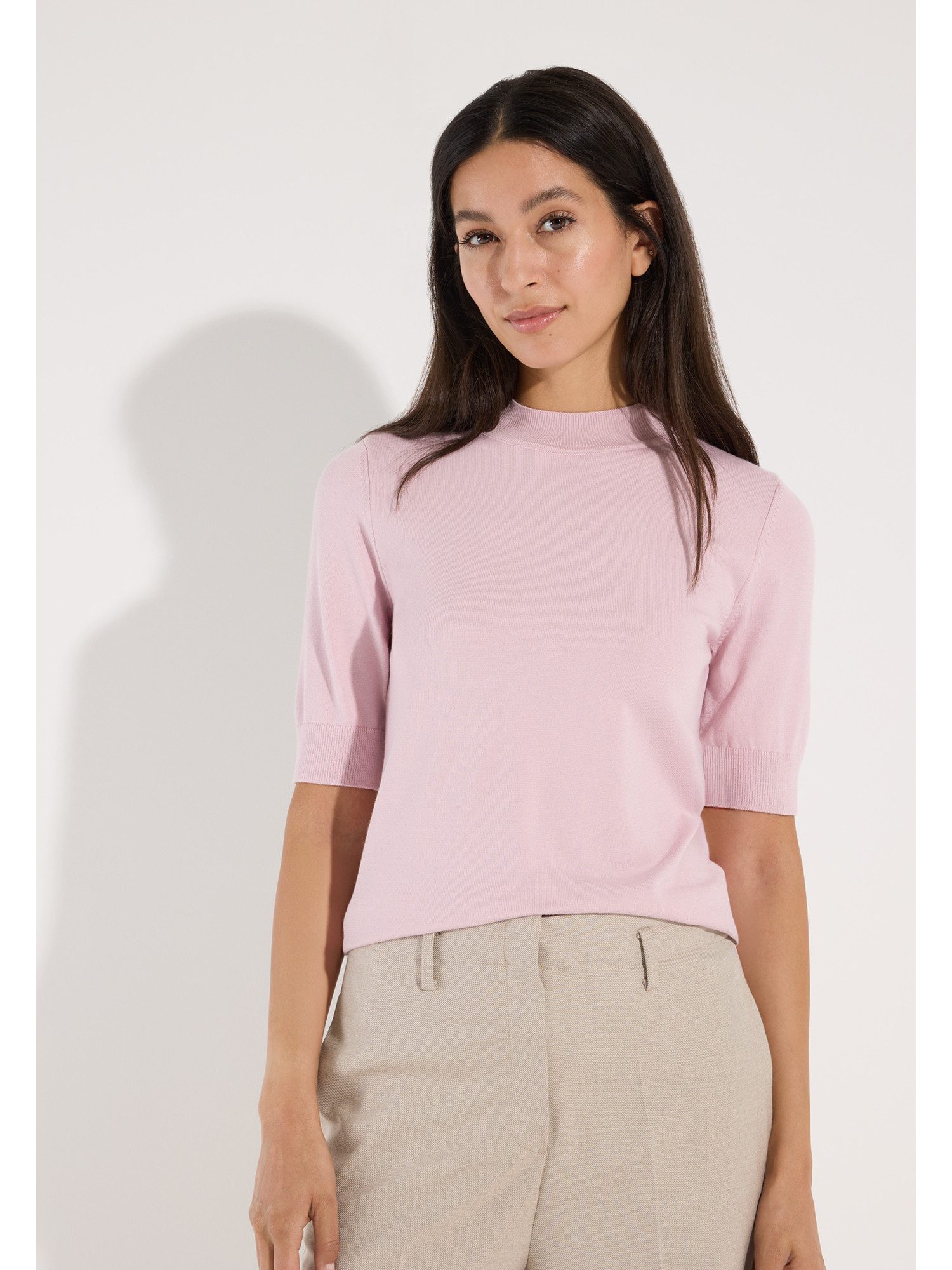 MORE&MORE Rundhalspullover zeitloser, femininer Halbarmpullover