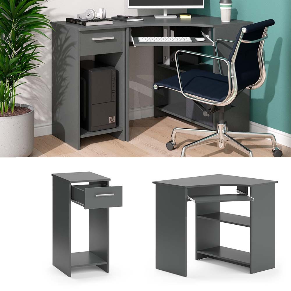 Vicco Eckschreibtisch Odin, Anthrazit, 83 x 76 cm Set mit PC-Schrank (1-St)