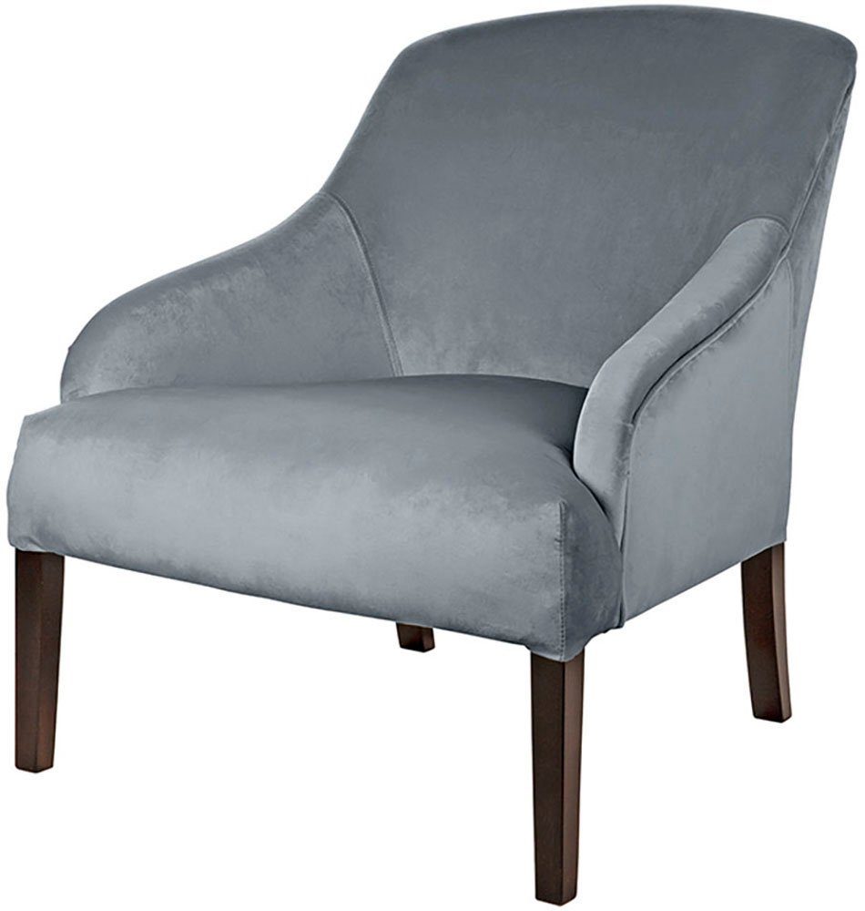 Fink Loungesessel Sessel, mit schmalen Armlehnen, massive Holzbeine in Buche schwarz grau | dunkelgrau | dunkelgrau