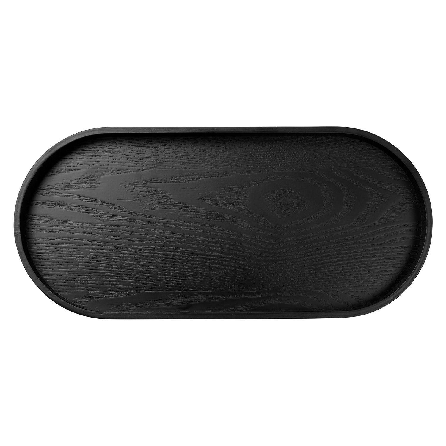 ASA SELECTION Tablett WOOD BLACK, 35,5 x 16,6 cm, Schwarz, Eiche, (1-tlg), ovale Form