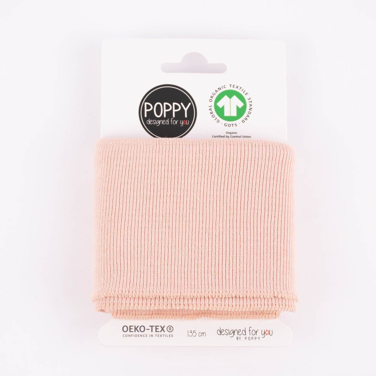 Stoff Cuff Bündchen Fertigbündchen Organic Bio uni hell altrosa 7x135cm