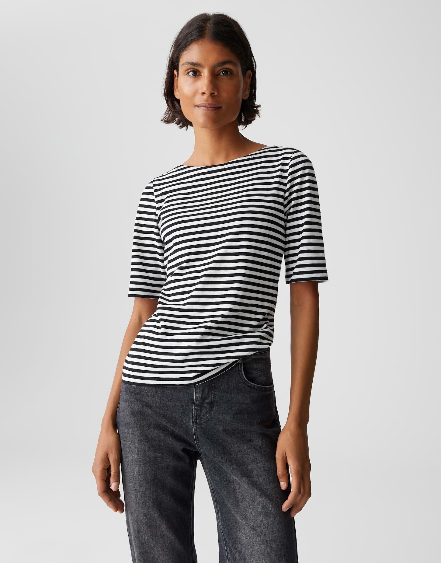 OPUS Kurzarmshirt SIZUKI aus nachhaltiger Baumwolle U-Boot-Ausschnitt, elas günstig online kaufen