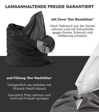 mokebo Sitzsack Der Große (mit Cord Cover), Bean Bag mit Cord Bezug, Riesensitzsack oder Bodenkissen in Anthrazit