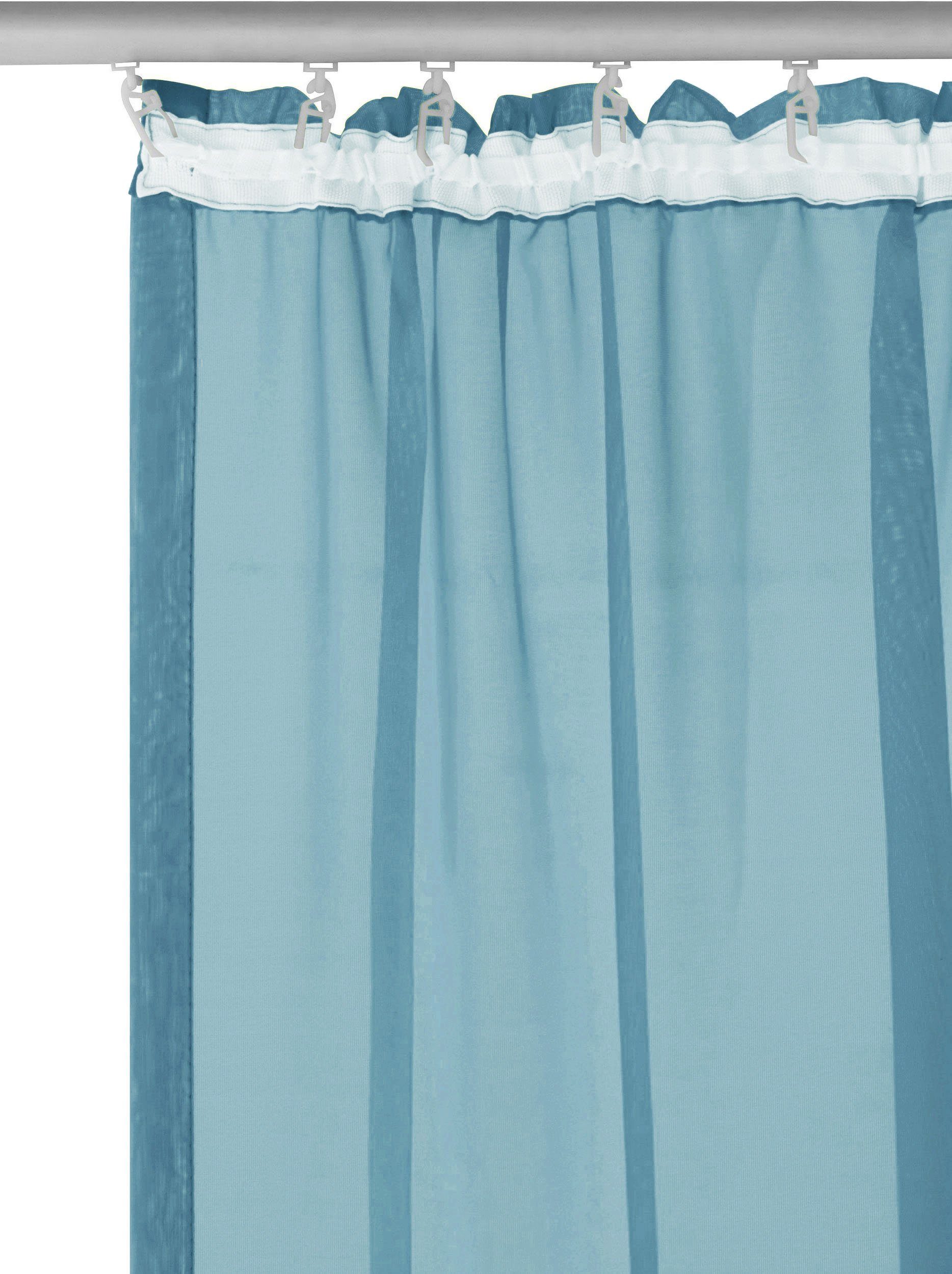 Gardine XANA, my blau home, St), pflegeleicht Kräuselband 1 Polyester, Voile, transparent, Schal, einfarbig, (1