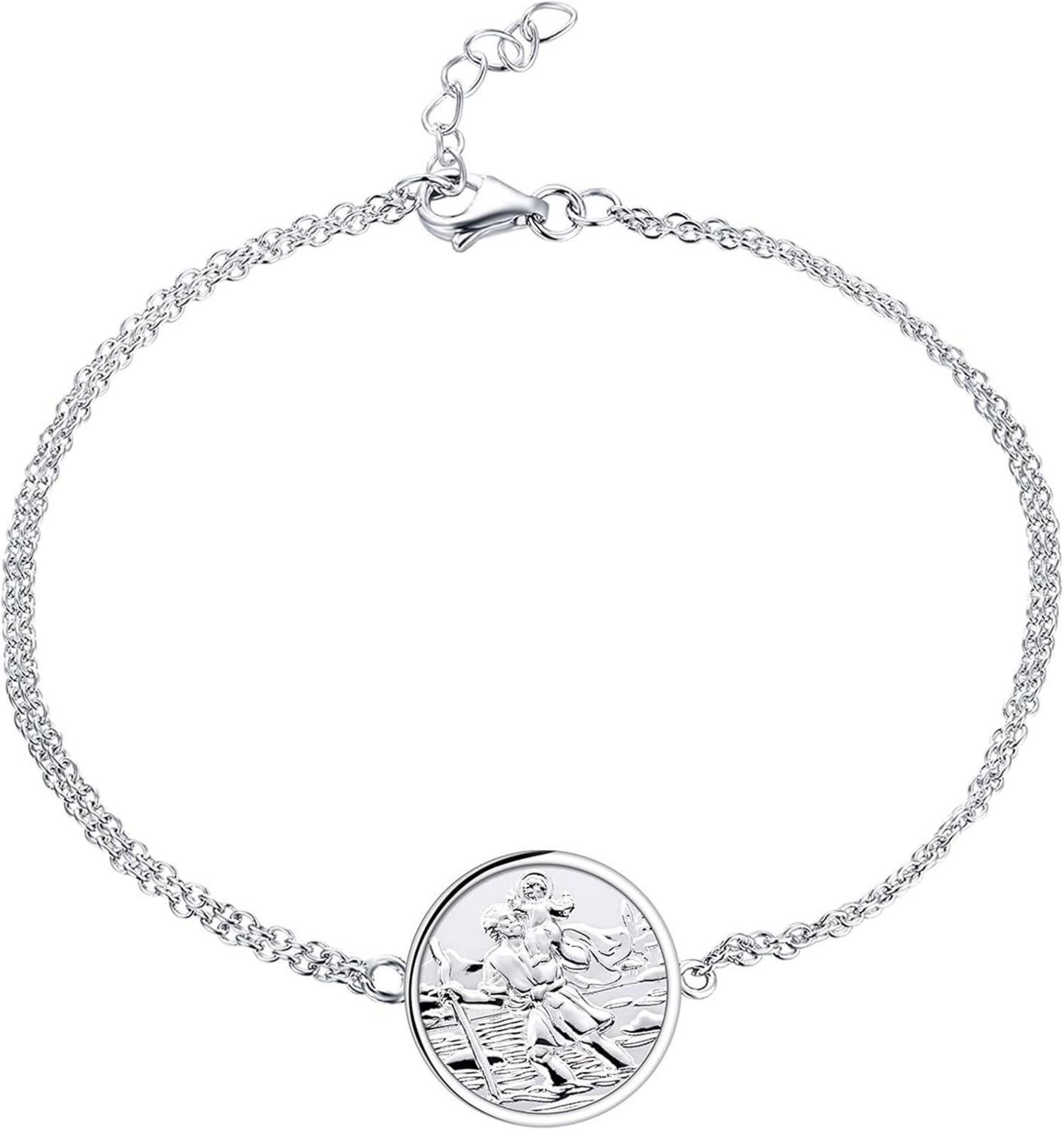 LuxusKollektion Ketten und Armband Set Heiliger Christophorus 925 Sterling Silber Armband Talisman Herren