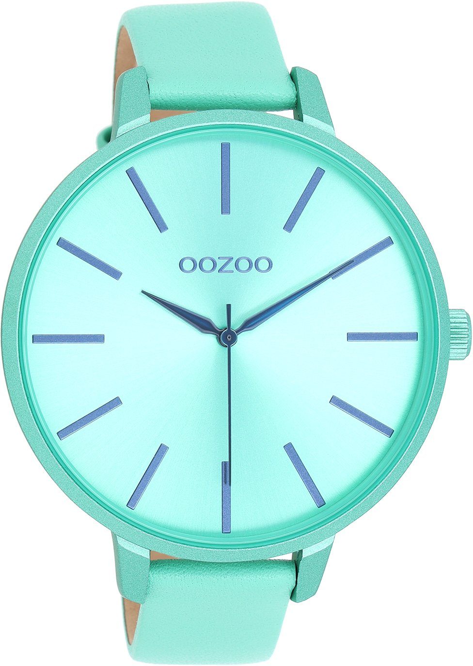 OOZOO Quarzuhr XL Damenuhr C11161 Mintgrün Lederband 48 mm günstig online kaufen