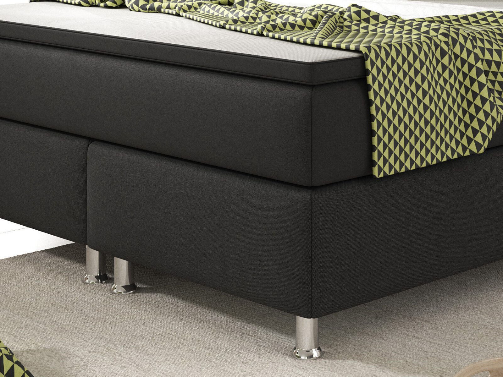 Homeline Boxspringbett 180x200 Boxspringbett mit Matratze 180 × 200 cm mit Toper wählbar (Boxspringbett Set, 5-St., Komplettes Box Springbett), Mit Toper
