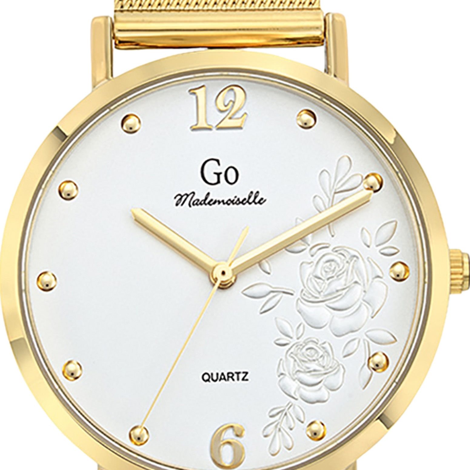 Girl Only Quarzuhr Girl Only Damenuhr Edelstahl gold, (Analoguhr), Damenuhr GO gold, mittel (ca. 34mm) Edelstahlarmband, Elegant-Style