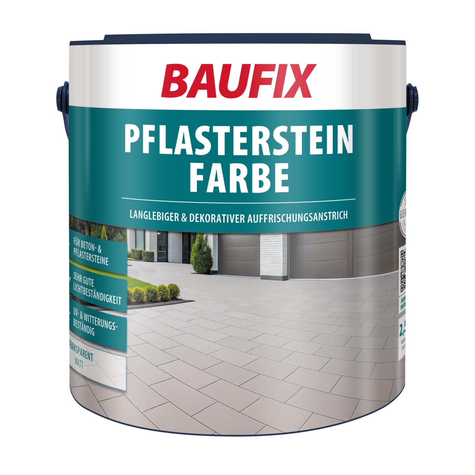 Baufix Bodenversiegelung Pflasterstein Farbe matt, 2,5 Liter für ca. 15 m², Auffrischungsanstrich für Beton- & Pflastersteine, lichtbeständig
