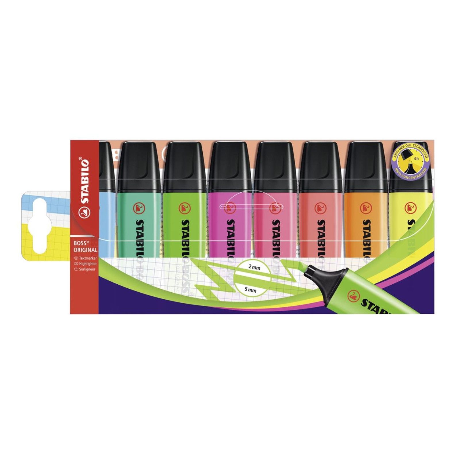 STABILO Marker STABILO BOSS Textmarker - 2+5 mm - 8er Etui