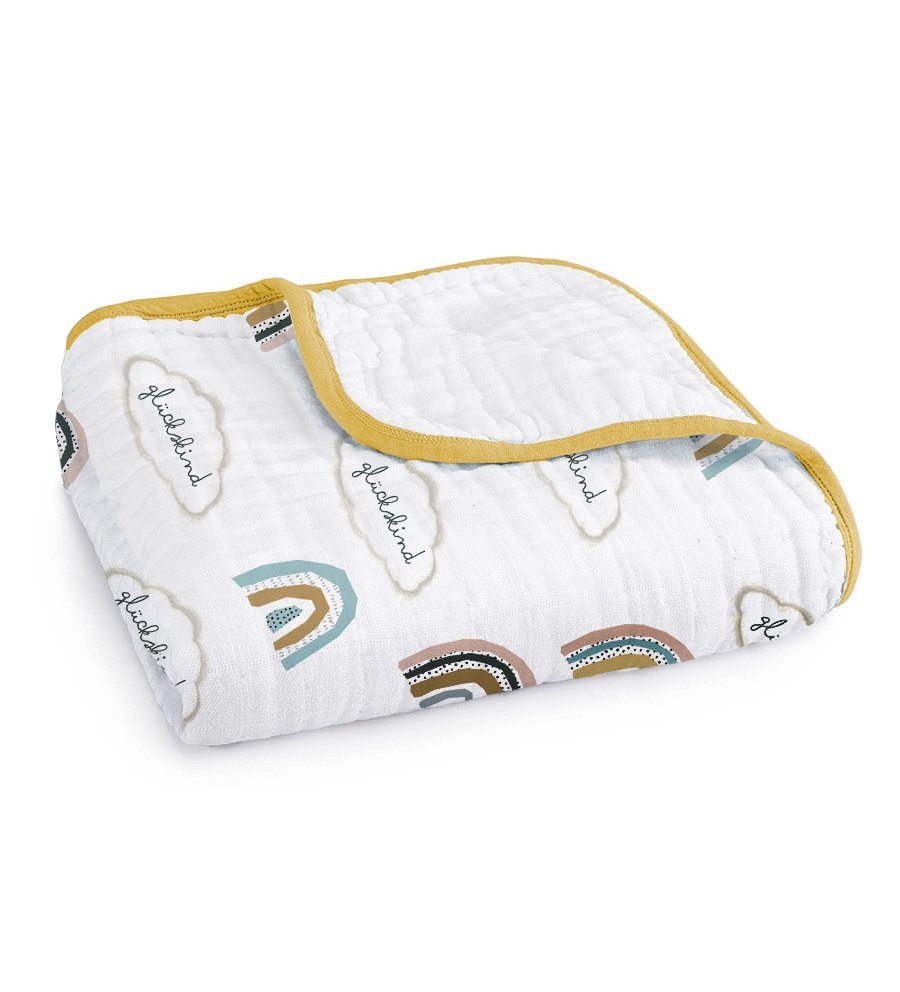 Babydecke Babydecke mit süßen Schriftzügenaus 100% Musselin Bio-Baumwolle, Mama Poppins Germany, Designed in Germany