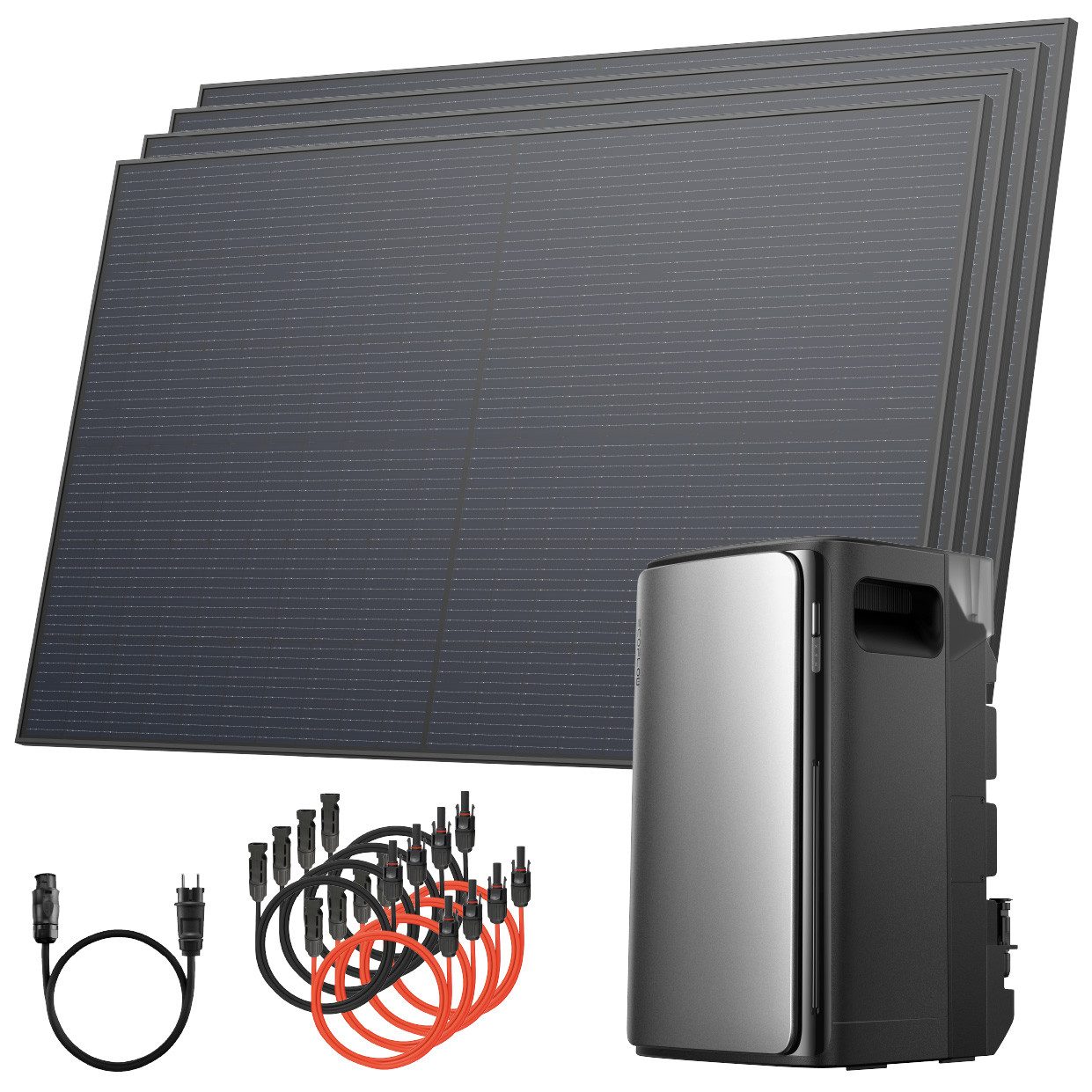 Solarway Balkonkraftwerk 2000Wp / 800W mit 1,9kWh EcoFlow Speicher komplett Steckdose, 2000 W, Monokristallin, (Spar-Set), Steckdose - 1,9 kWh EcoFlow Stream Ultra - Solaranlage Komplettset -