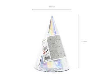 partydeco Papierdekoration, Partyhüte Hologramm 16cm silber irisierend 6er Set