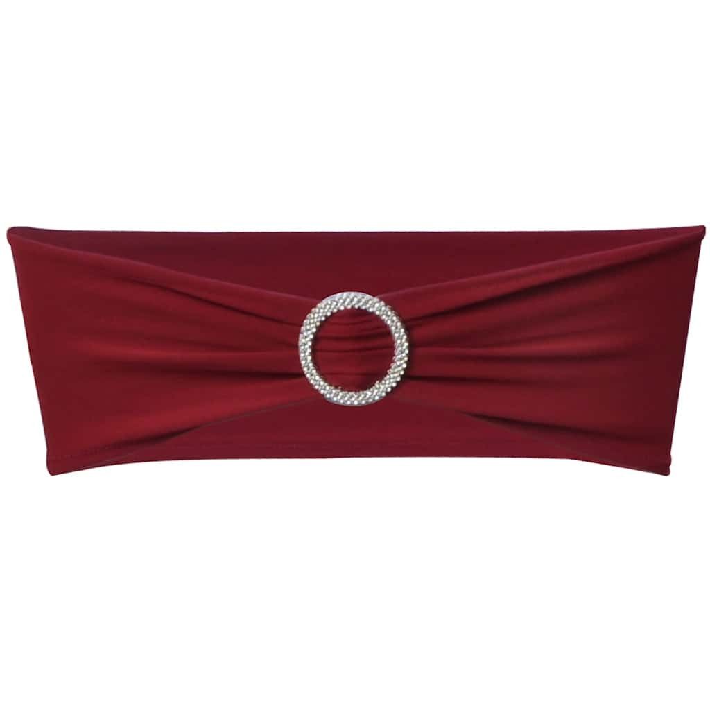 Hussen-Set 25x Stuhlschleifen Stretch Schleifenbänder + Diamant Schnalle Bordeaux