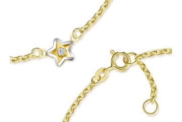 Silberkettenstore Fußkette Fußkette Erbse 1,8mm mit Stern mittig - echt 585 Gold, Länge: 23cm