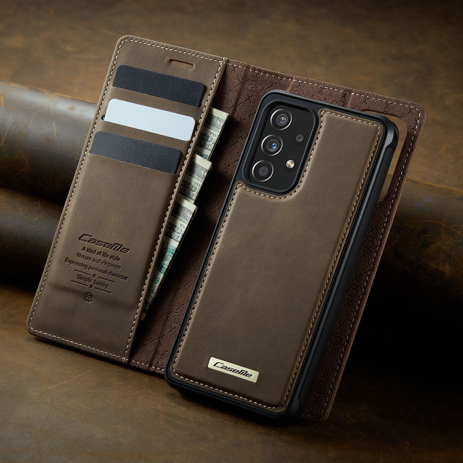 Mycotech Handyhülle Premium 2in1 Klapphülle für Samsung mit abnehmbarem Case Retro Leder