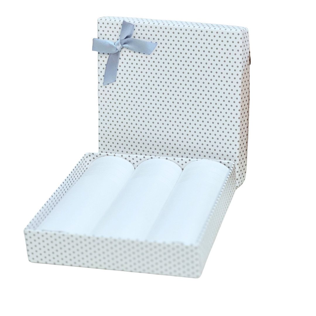 Babymajawelt Taschentuch Stofftaschentücher Set Damen in Geschenk Box weiß CH-616, (Geschenk Set), Reine Baumwolle, Perfekt als Geschenk