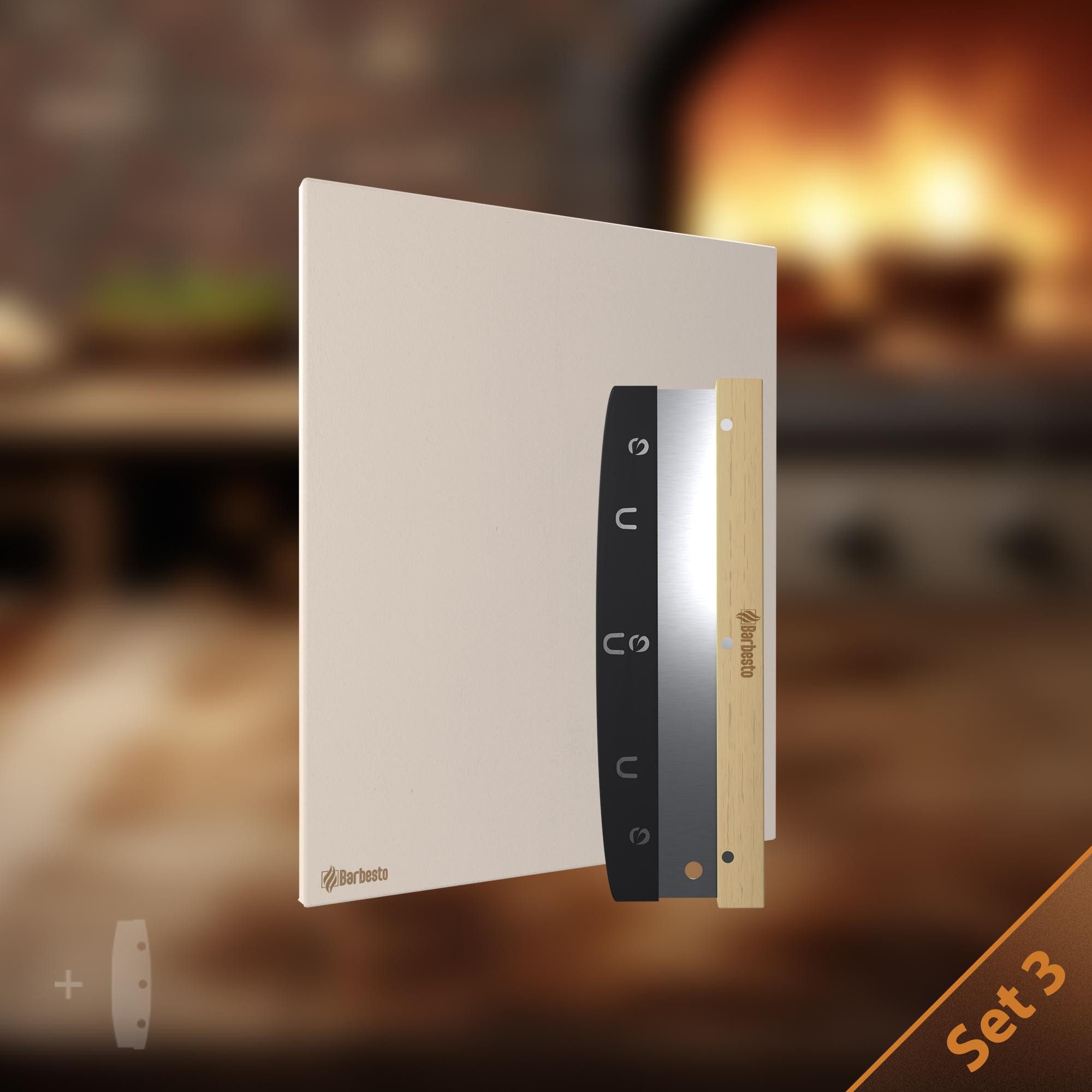 CLP Pizzastein Pizzastein-Set, Cordierit, (1er), mit Rezept-Buch für Backofen & Grill