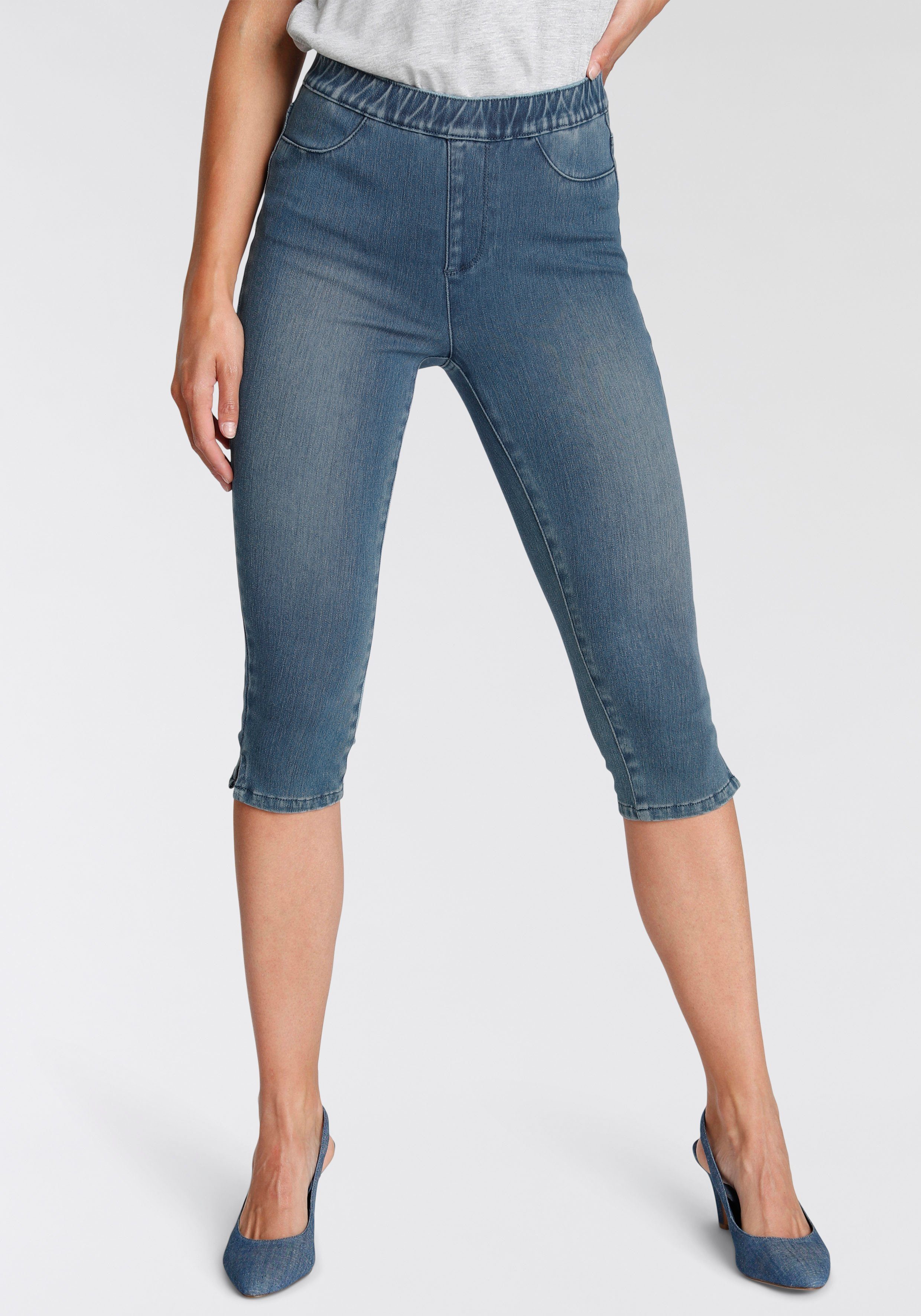 blue-washed Arizona Denim-Optik Jogg Pants High in Waist