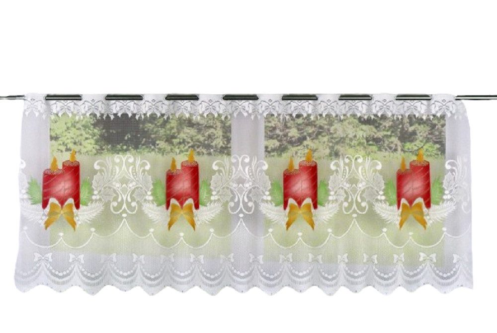 Clever-Kauf-24 Scheibengardine Scheibengardine Kerze Schleife, rot, HxB 50x günstig online kaufen